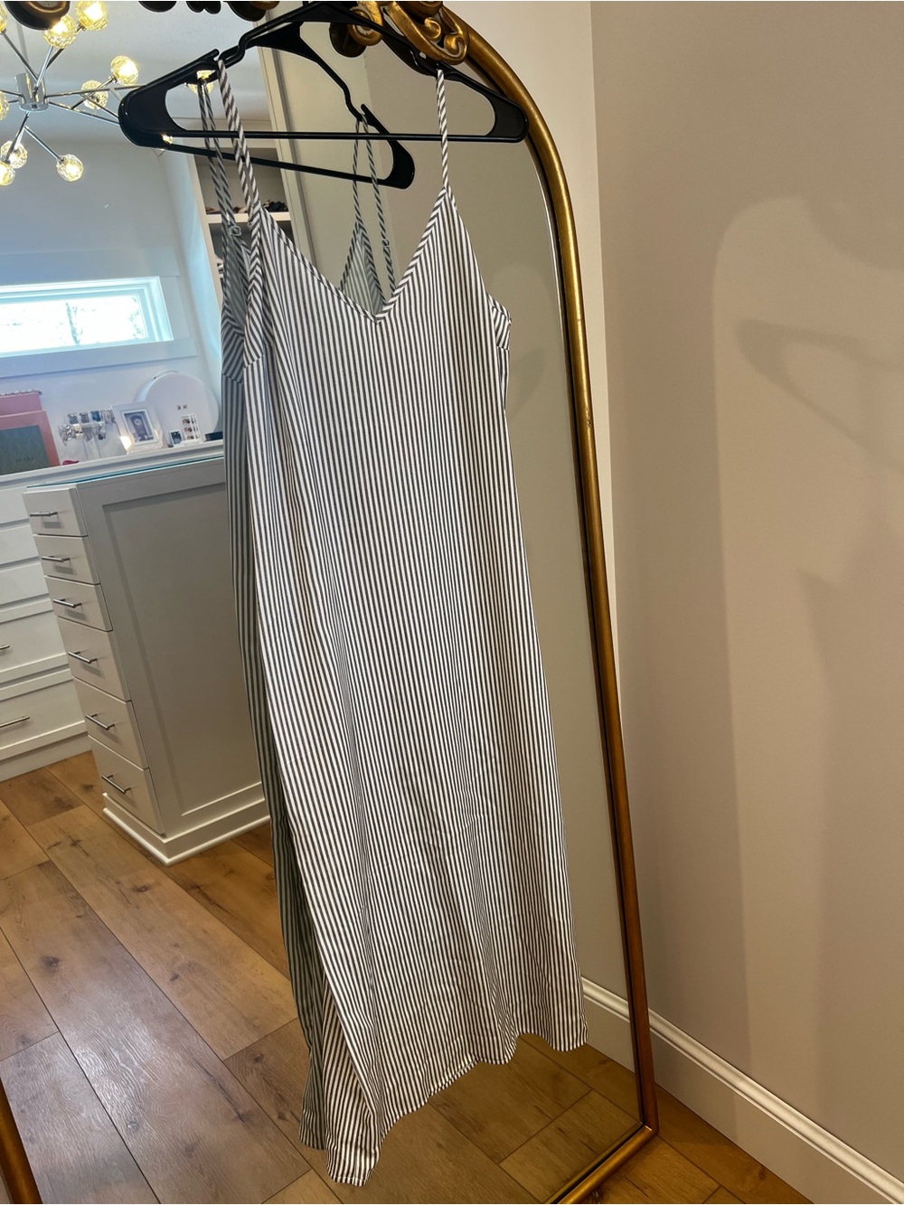 Target Grey and White Striped Midi Slip Dress